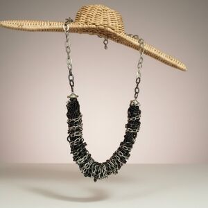 Vince Camuto Statement Heavy Chain Necklace Collar BIB EDGY Maximalist Black